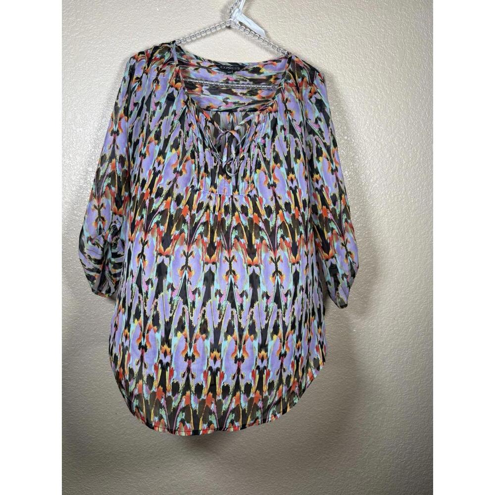 Express Women's The‎ Portofino  Shirt  Size M Multicolor  Sheer Lightweight